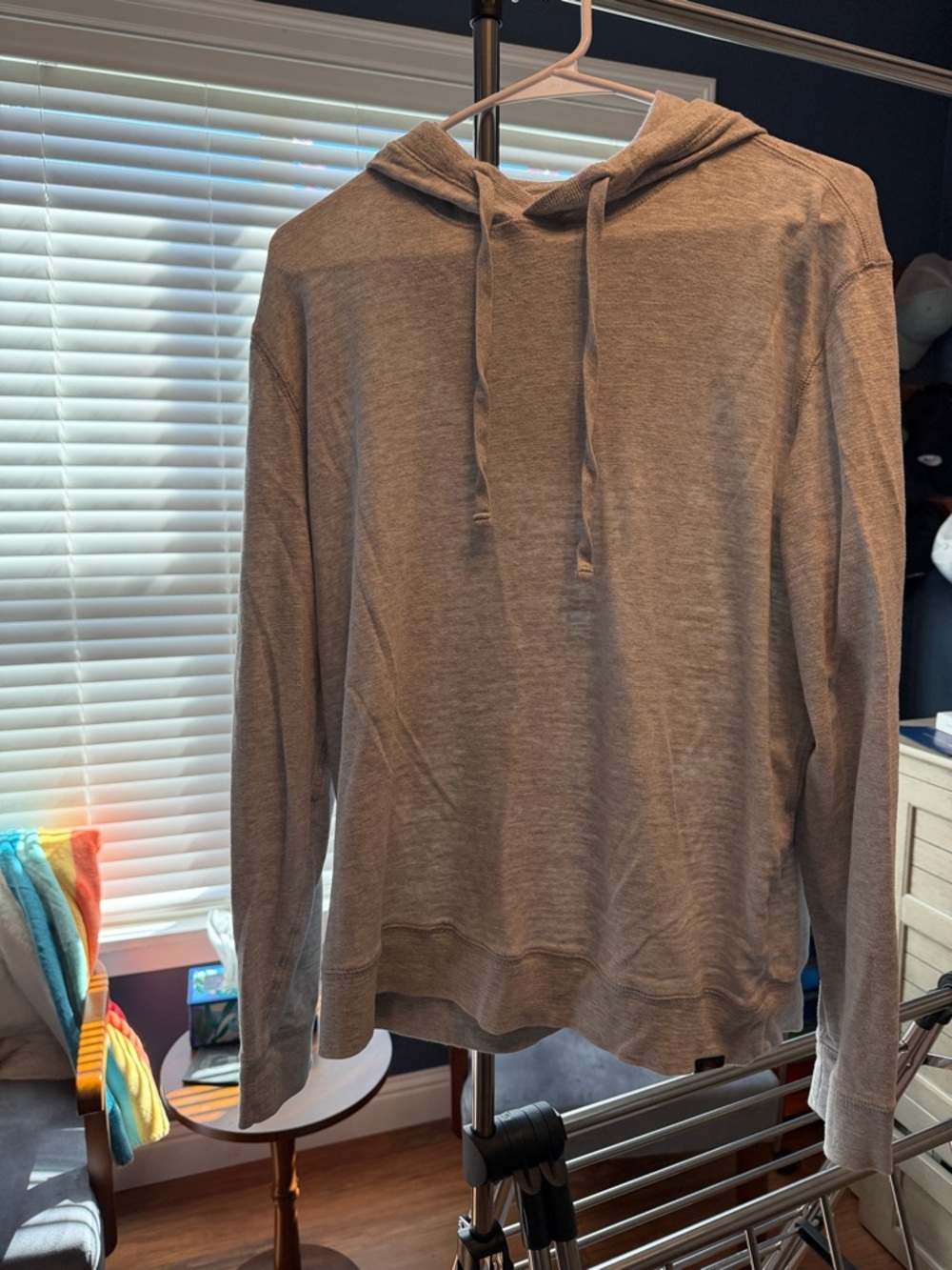 Men's Faherty Slub Gray Hooded Long-Sleeve Shirt